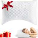 Side Sleeper Pillow Queen Size Set of 1 for Neck and Shoulder Pain, Adjustable Memory Foam Bed Pillows for Sleeping, Medium Firm Curved Queen Pilow, Supportive Queen Size Pillow (White)