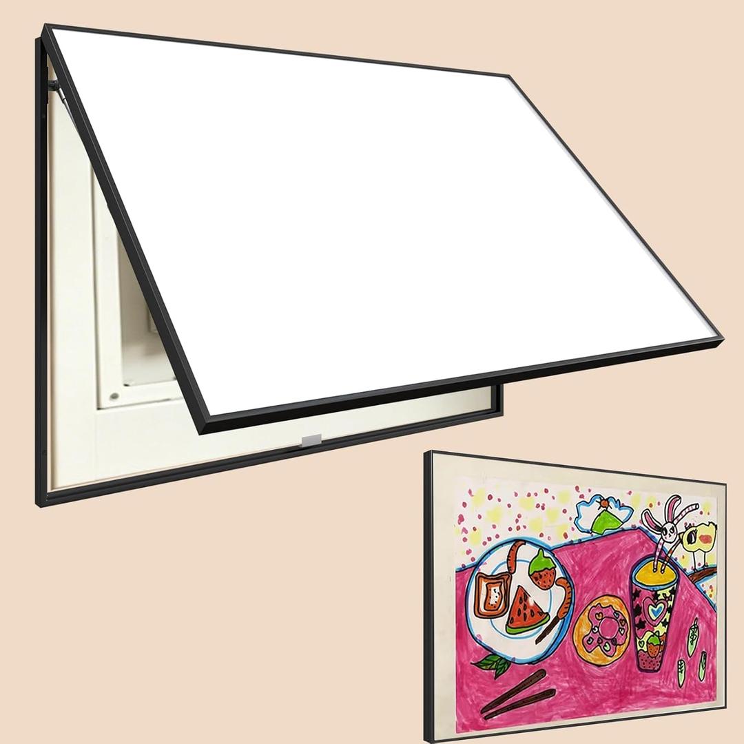 Interchangeable Panels Electrical Breaker, 15.7" x 23.6" Frame | Metal Art Black Frame Hydraulic Slow-Closing Hiding Panel Cover Frame Breaker Box Decorative Cover Box As a Gift, Easy Access