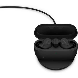 Jabra Evolve2 True Wireless in-Ear Bluetooth Earbuds with Wireless Charging Pad - Active Noise Cancellation, MultiSensor Voice Technology - MS Teams Certified, Works with All Other Platforms - Black, With USB-C Dongle