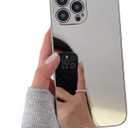 Compatible with iPhone 15 Pro Max Mirror Case for Women Girls Makeup Cute Luxury Glossy Mirror Back Silver Plating Design with Camera Full Protective Shockproof Cover