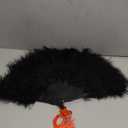 Yolyoo Vintage Marabou Feather Hand Fan Peacock Folding Handheld Fan for Halloween Cosplay 1920s Party Dancing Flapper (Black)