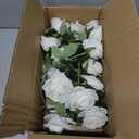 Hananona Artificial Roses in Bulk, Fake Velvet Silk Roses Realistic Rose for Wedding Centerpieces Flower Arrangement Home Decor (50, White)