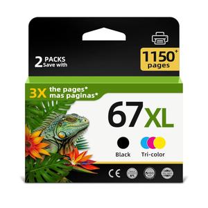 Relcolor 67XL Ink Cartridge Replacement for HP 67 XL Black Color Combo for HP67 HP67XL 2852e 2855e 4200 2827e 2734e 2700 4100 4155e 4255e 2755e 4227e 2700e 2752e 6400 4100e 6458 6455e 6458e 6065e 6000