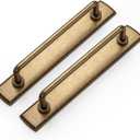 Goo-Ki 2 Pack 5'' Center to Center Antique Brass Cabinet Bar Pulls with Backplate Vintage Drawer Handles Closet Classic Retro Home Kitchen Improvement Hardware