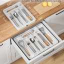 2 x Kitsure Cutlery Drawer Organiser for Kitchen - Adjustable Cutlery Tray for Effortless Utensil Sorting, Versatile Kitchen Storage & Organisation Solution, 12.13" x 1.54" x 8.07"~13.90", White (Medium)