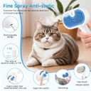 Pet Steam Brush for Dog & Cat - 3-in-1 Steam Grooming Brush for Shedding & Hair Removal - Self Cleaning Spray Comb with Mist for Long Haired Pets - Includes 1*Waterless Shampoo, Blue.