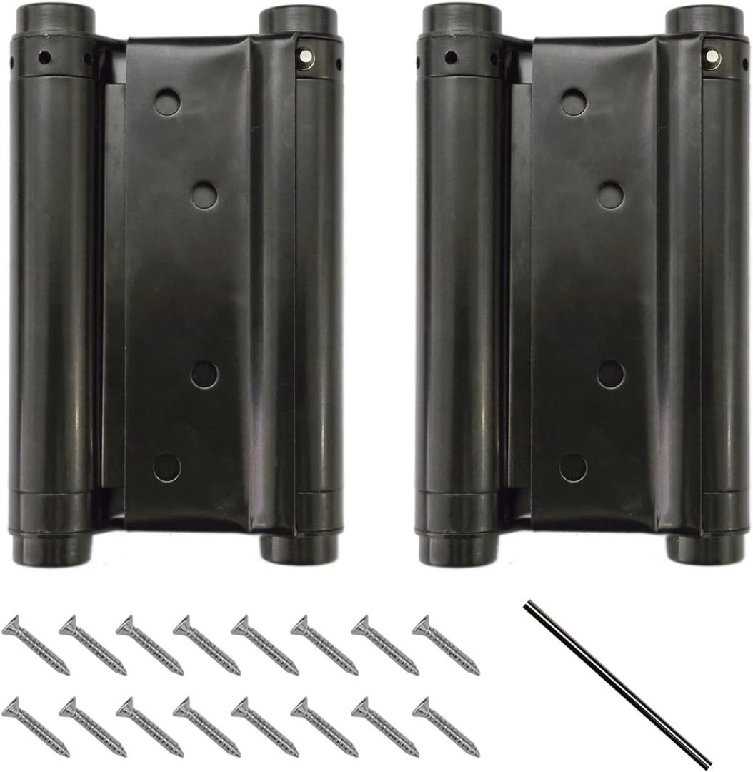 Pair of 5'' Stainless Steel Matte Black Double Action Spring Door Hinge for Saloon Cafe Door Shop