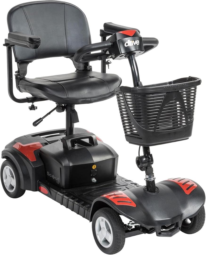 Drive Medical Drive Medical Scout Compact Travel Power Scooter, 4 Wheel (Red/Blue)