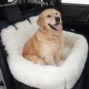 Yookeer Soft Comfortable Dog Protecting Car Bed with Safety Rope System Middle Large Dog Soft Pv Velvet Car Seat Suitable for Cars Suvs Trucks(Classic,43.3x23.6'')