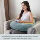 QUEEN ROSE Reading Pillow, Gaming Pillow for Lap, Sitting in Bed or Sofa, Extra Arm Rest for Reading, Playing or Crocheting, Soft Velvet Green