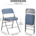 Padded Folding Chair Indoor Metal Frame Foldable Chair Blue