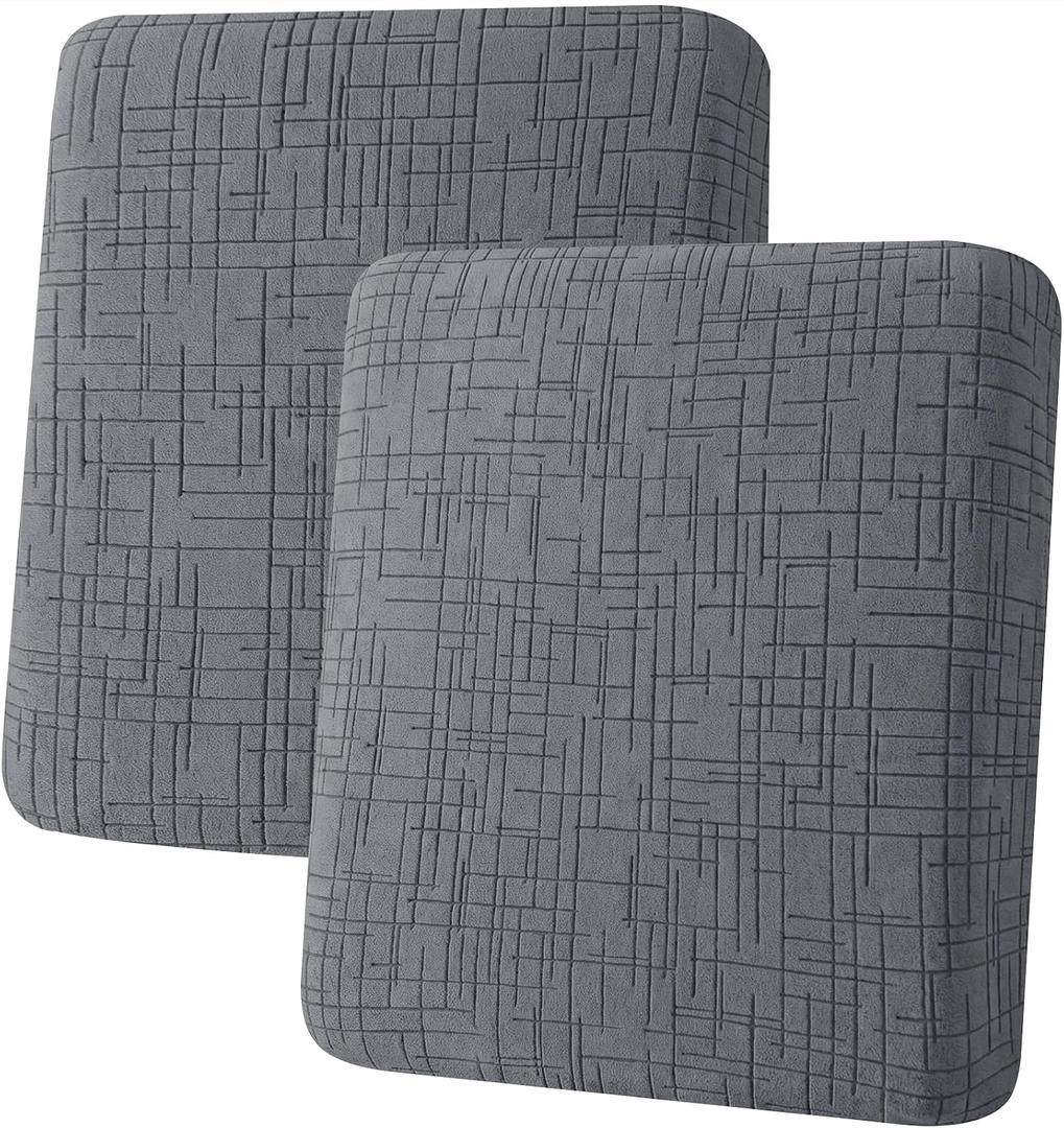 Super Stretch Couch Cushion Covers, Non Slip Love Seat Covers for 2 Cushion Couch, Sofa Cushion Covers Washable, Soft Thick Fabric, with Elastic Bottom(2 Piece Medium Covers, Light Gray)