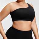 SOLY HUX Women's Plus Size Bra One Shoulder Wireless Bras Knit Comfort Bralette Camisole (Black, 4XL)