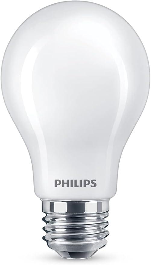 Philips LED 40W A19 4-Pack WhiteDial Multi-CCT (5000K) 450 Lumen (5W = 40W) Dimmable Frosted Flicker-Free Light Bulbs