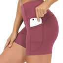 THE GYM PEOPLE High Waist Yoga Shorts for Women's Tummy Control Fitness Athletic Workout Running Shorts with Deep Pockets, Large