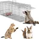 Humane Animal Trap, 30.5"x11.8"x11" Foldable Large Live Cage Traps for for Raccoons Beavers Groundhogs Foxes Armadillos and Other Live Animals, Easy to Catch and Release, Work for Indoor Outdoor