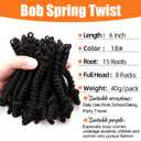 8 Packs Short Bob Spring Twist Crochet Hair 6Inch Pretwisted Passion Twist Hair Pre Looped Crochet Braids Hair for Black Women (6 Inch, 1B#)