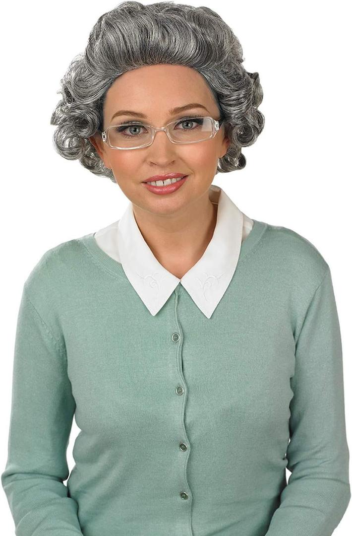 fun shack Old Lady Wig, Short Gray Wig, Granny Wigs for Women, Old Lady Wigs, Granny Costume