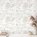 Floral Peel and Stick Wallpaper Boho Beige Contact Paper Neutral Farmhouse Vintage Wall Paper Removable Self Adhesive Wallpaper Bedroom Cabinet Bathroom Waterproof Vinyl Roll 17.3" x 197"