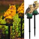 Dazzle Bright 2 Pack Owl Figure Solar LED Lights, Resin Garden Waterproof Decorations with Stake for Outdoor Yard Pathway Outside Patio Lawn Decor to Scare Birds Away, Gifts For Women, Owl Lovers