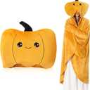 Peryiter Thanksgiving Wearable Blanket Pumpkin Hoodie Adults Friendsgiving Party Gift Oversize Flannel Wrap Throw for Women