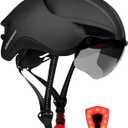 Shinmax Adult Bike Helmet,Bicycle Helmet with Removable Magnetic Goggles & USB Rechargeable LED Light Road Mountain Bike Helmet Adjustable Size Ultralight Cycling Helmet Men Women SM-T88 (Black)