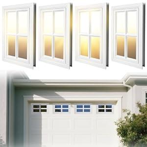 4 Pack Garage Door Windows, Replacement Vinyl Window Inserts with UV Resistant Transparent Acrylic Panel for Garage Doors, 20.8 x 13.8 inch (Cross Design)