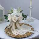 Wedding Bouquets for Bride Bridesmaid,White Champagne Artificial Roses Flowers for Wedding Church Decoration (6.5in)