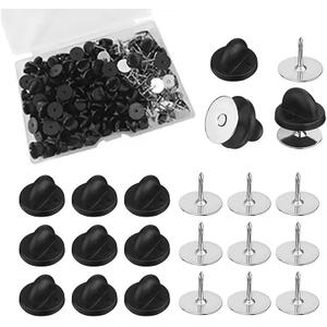 50 Pairs Rubber Butterfly Clutch Pin Backs, 10mm Length 10mm Width Blank Pin Keepers for Lapel Enamel Pins Tie Tacks