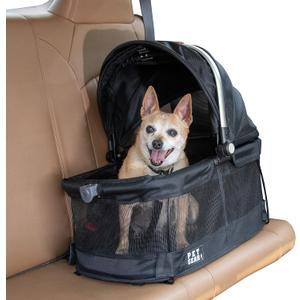 Pet Gear No-Zip View 360 Pet Safety Carrier & Car Seat for Small Dogs & Cats Push Button Entry,View 360 20-inch,New Black