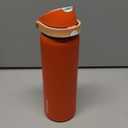 Insulated Water Bottle with Straw - Encool Stainless Steel Water Bottle with Push Button Lid, Leak-Proof & BPA-Free, Keeps Cold for 24 Hours for Sports, Travel, Gym (32 oz, Salmon)