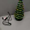 Lakumu 16.5" Table Top Christmas Tree, Hand Painted Resin Christmas Tree with Lights, Pre-lit Xmas Tree Decor Lighted Tabletop Decoration with Multicolored LED Bulbs, Ceramic-Like Finish (Green)