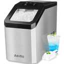 Aeitto Nugget Ice Maker Countertop, 55lbs/Day, Large Capacity Chewable Ice Maker, Rapid Ice Release in 5 Mins, Self-Cleaning with Stainless Steel Housing Ice Machine for Home Office and Party, Silver