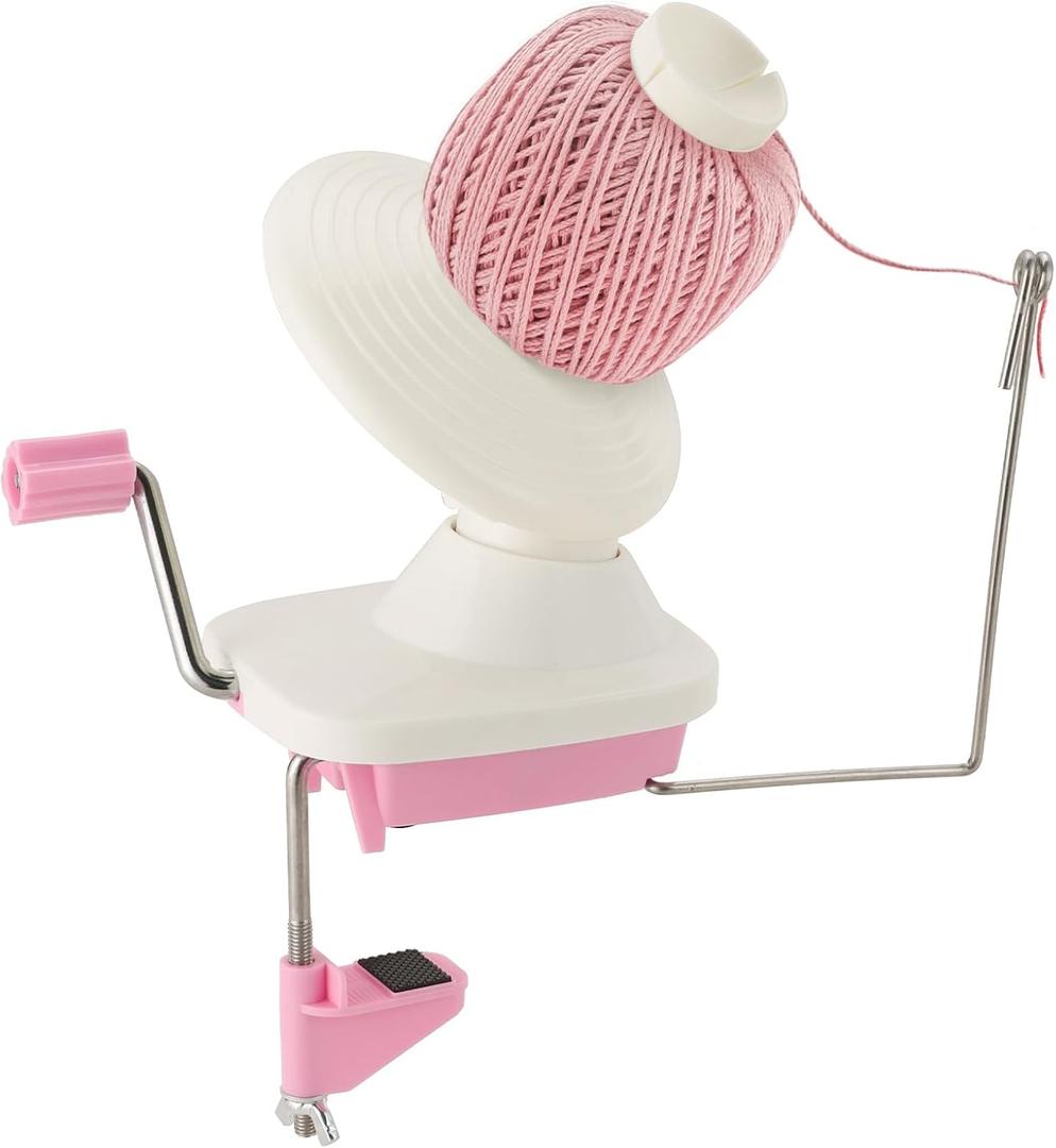 NATGAI Hand-Operated Yarn Ball Winder, Yarn Cake Winder, Needlecraft Yarn Ball Winder, Manual Wool Winder Holder for Swift Yarn Fiber String Ball (Pink) (Pink)