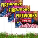 Novabright 3 Pack 4th of July Fireworks for Sale Yard Sign 250th Anniversary Independence Day Arrow Double Sided Yard Signs 15.8" x 11.8" with Stakes for Front Door Garden Lawn Garages Offices