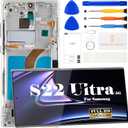 OLED for Samsung S22 Ultra 5G Screen Replacement for Samsung Galaxy S22 Ultra 5G LCD Display SM-S908 SM-S908B Digitizer Touch Screen Assembly with Frame US Version Silver (with Fingerprint)