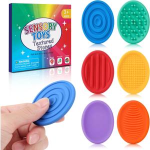 3 x Fidget Sensory Toys for Kids & Adults with Autism ADHD: 6-Pack Silent Small Anxiety Relief Items, Quiet Fidgets & Worry Stones for Classroom Prizes, Mini Desk Toys for Calm Down, Stress Relief Gifts