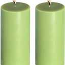 2 Pack 3x6 Inch Sage Green Unscented Pillar Candles - 70 Hour Long Burning Dripless Smokeless Candles for Home Decor Weddings Festivals Spa Meditation