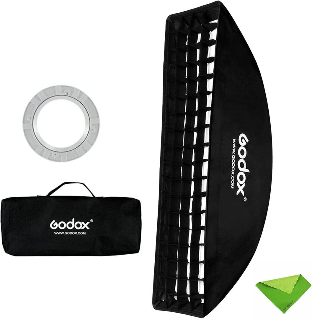 Godox 12"x 47"/30x120cm Strip Softbox Reflector Modifier with Honeycomb Grid Bowens Mount for Photo Strobe Studio Flash Softbox for Godox AD600BM SK400II MS300 AD400Pro VL150 SL150 w/Carrying Bag