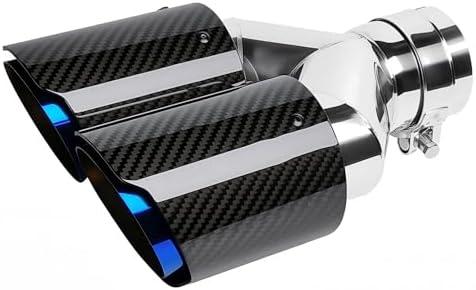 Bielpord Dual Carbon Fiber Exhaust Tips 2.75 inlet to 3.5" Outlet Tailpipe Fit for 70 mm Exhaust Pipe Blue