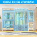 Ulif E10 Clothes RackWith Stretchable Hanger RodFreestanding Clothing Racks for Hanging ClothesAdjustable Closet Organizer SystemPortable Garment Rack 73-97"W x 15" D x 72" HMax Load 800LBSWhite