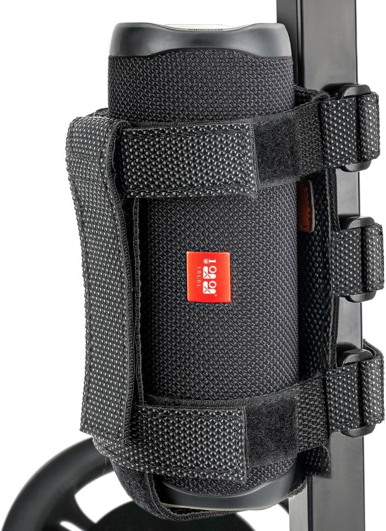 10L0L Upgraded Speaker Mount for Golf Cart Accessories, Adjustable Strap Fits Bluetooth Wireless Speaker Holder for Yamaha, EZGO, Club Car Carts and Bike (Black)