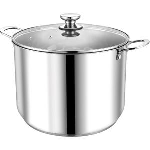 P&P CHEF 24 Quart Stock Pot with Lid, 24 Qt Large Stainless Steel Stockpot