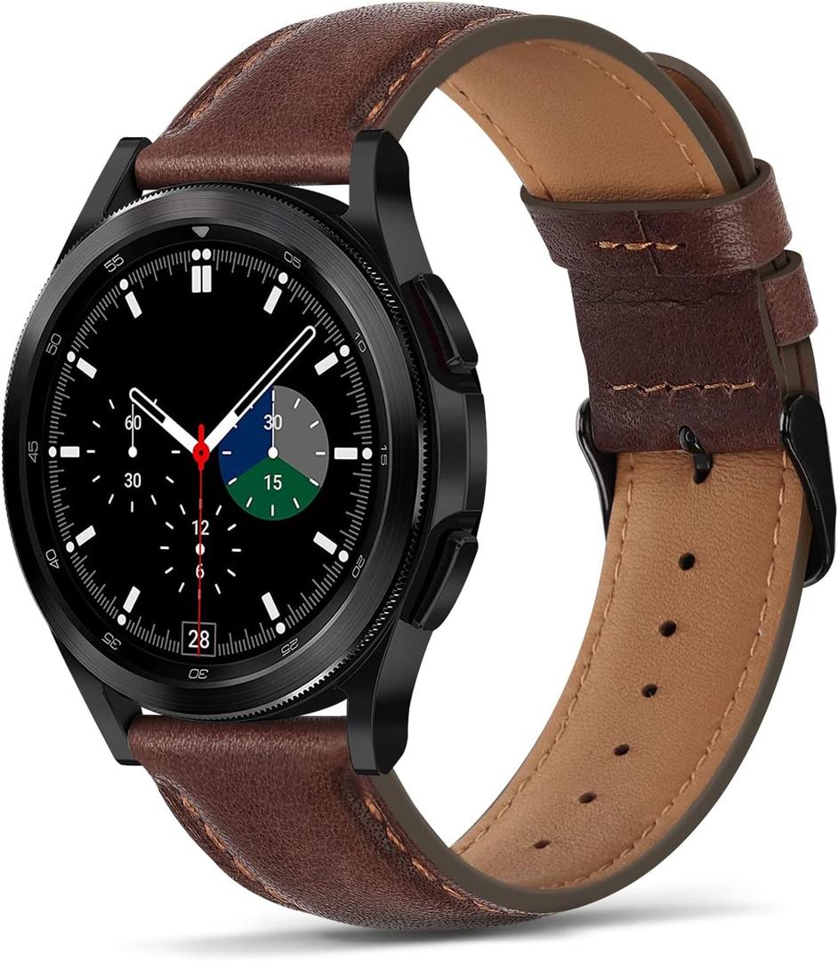 Tasikar 22mm Leather Bands Compatible with Samsung Galaxy Watch 3 45mm Band, Premium Genuine Leather Replacement Bracelet Strap Compatible with Galaxy Watch 46mm, 22mm, Dark Brown