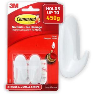 Command Hooks, Small, Decorate Damage-Free, Indoor Use (17082ES), Pack of 2