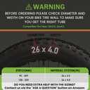 Heavy Duty 20x4.0, 26x4.0 Fat Tire Tube with Schrader Valve - Thick Butyl Rubber Bike Inner Tube for E-Bikes Mountain Bikes