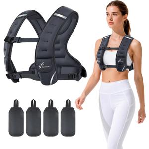Sportneer Adjustable Weighted Vest Woman: 10lb Weighted Walking Vest for Women with 4 Weight Packs Fast Adjust Comfortable Weight Vest for Home Gym Burn Calories Strength Training Vests Black