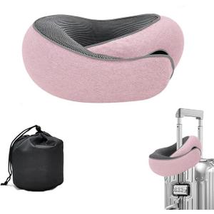 WEERSHUN Travel Pillow for Airplanes, 2026 New Memory Foam Neck Pillow with Chin Wrap for Traveling, Suitable for Airplanes, Offices and Cars (Pink)