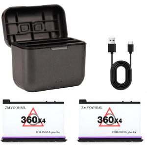 Insta 360 x4 2450mah high-Capacity Battery with Fast Charger - Essential with insta360 x4 Accessories for Extended Power