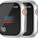 HANKN 2 Pack Hard PC Case with Button for Apple Watch Series 11 10 42mm Tempered Glass Screen Protector Case, Full Coverage Shockproof Iwatch Anti-Shatter Cover (Matte Silver x 2)